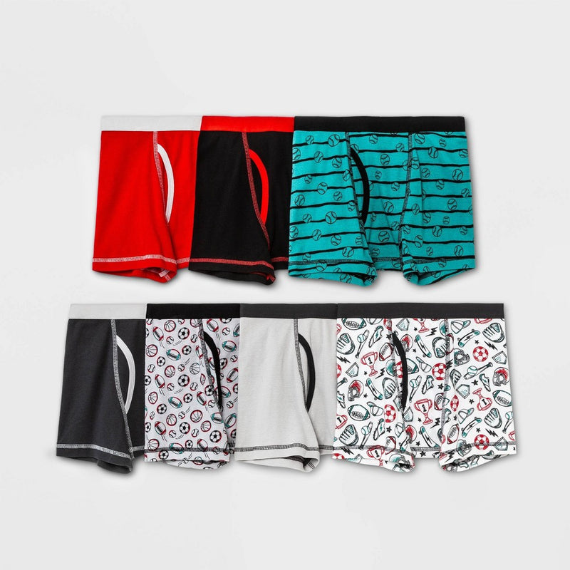 Boys' 7pk Sports Boxer Briefs - Cat & Jack™ Red S
