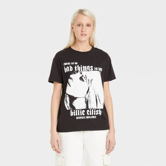 Women's Billie Eilish Shadow Short Sleeve Graphic T-Shirt - Black XS