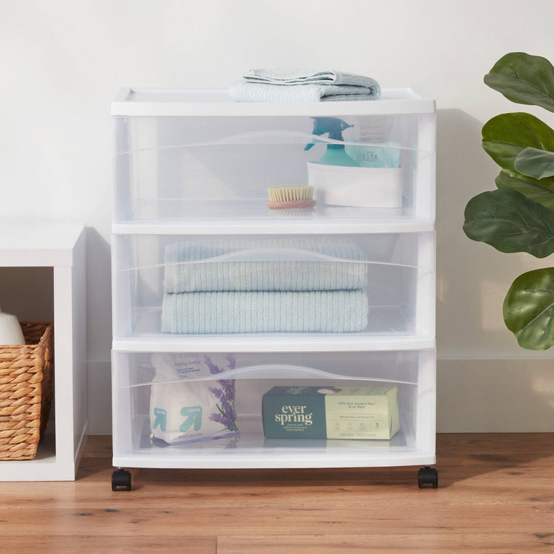 3 Drawer Wide Cart White - Brightroom™ (LOCAL PICKUP ONLY)