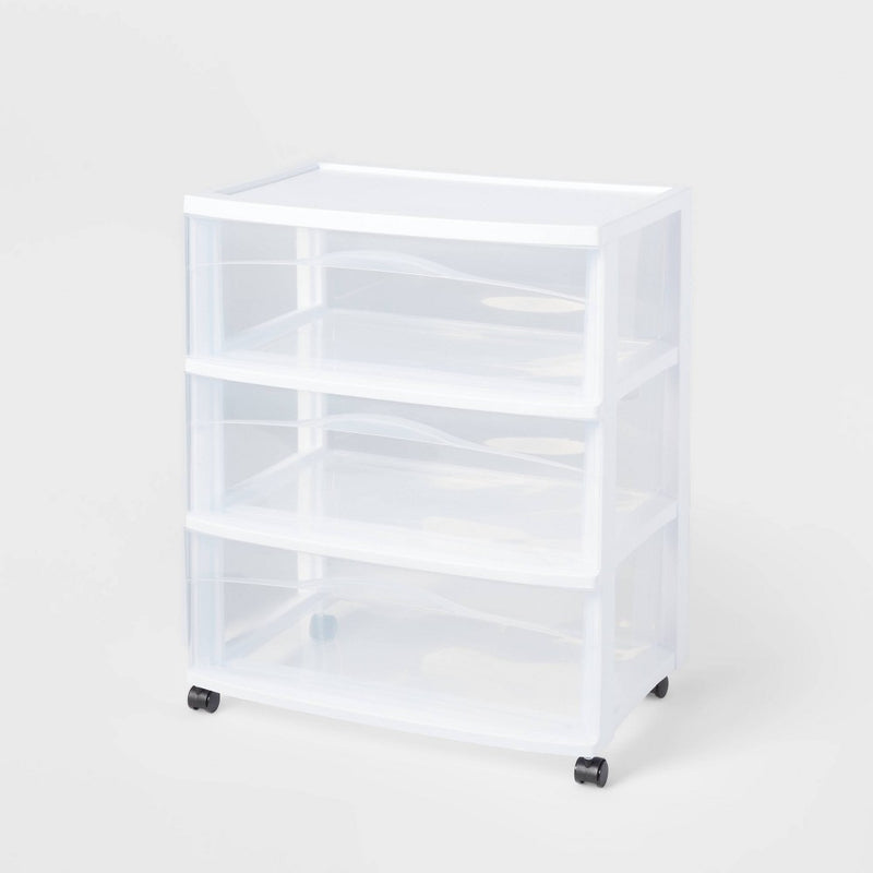 3 Drawer Wide Cart White - Brightroom™ (LOCAL PICKUP ONLY)