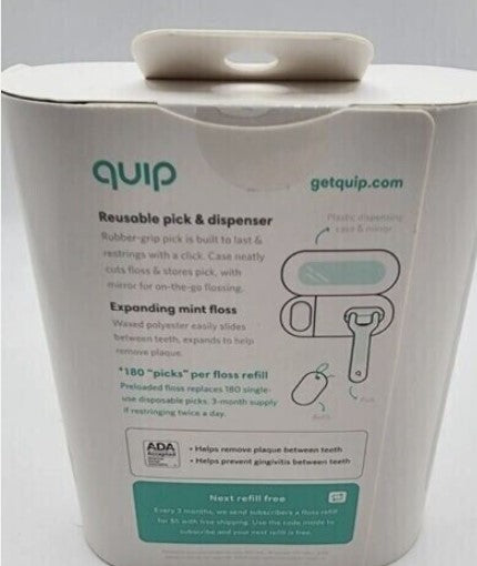 quip Plastic Refillable Floss Pick Starter Kit - Reusable Pick + Dispenser