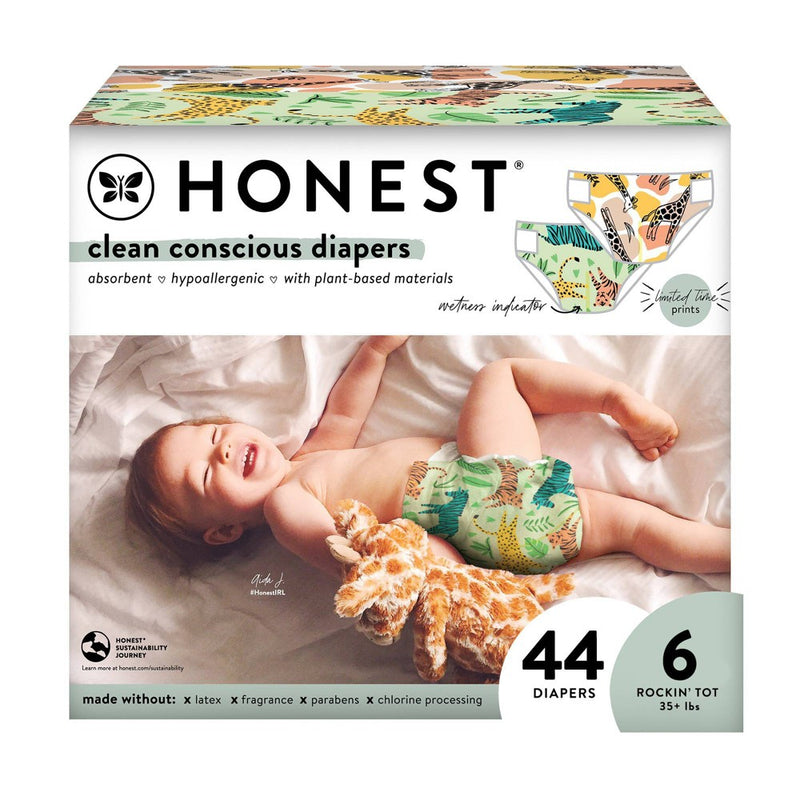 The Honest Company Disposable Diapers - Stripe Safari & Seeing Spots - Size 6 - 44ct
