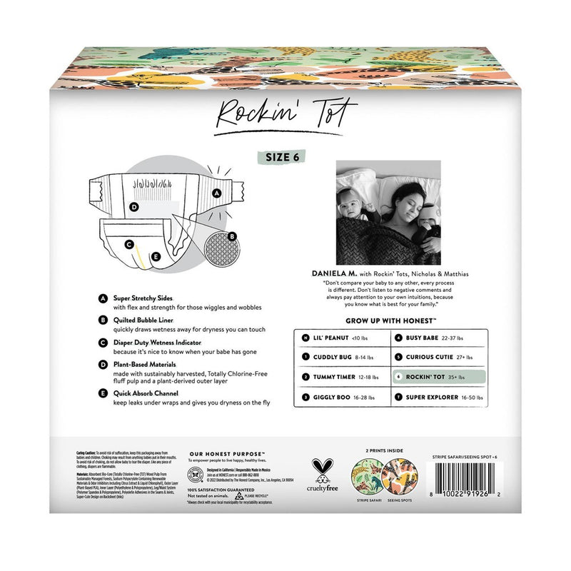 The Honest Company Disposable Diapers - Stripe Safari & Seeing Spots - Size 6 - 44ct