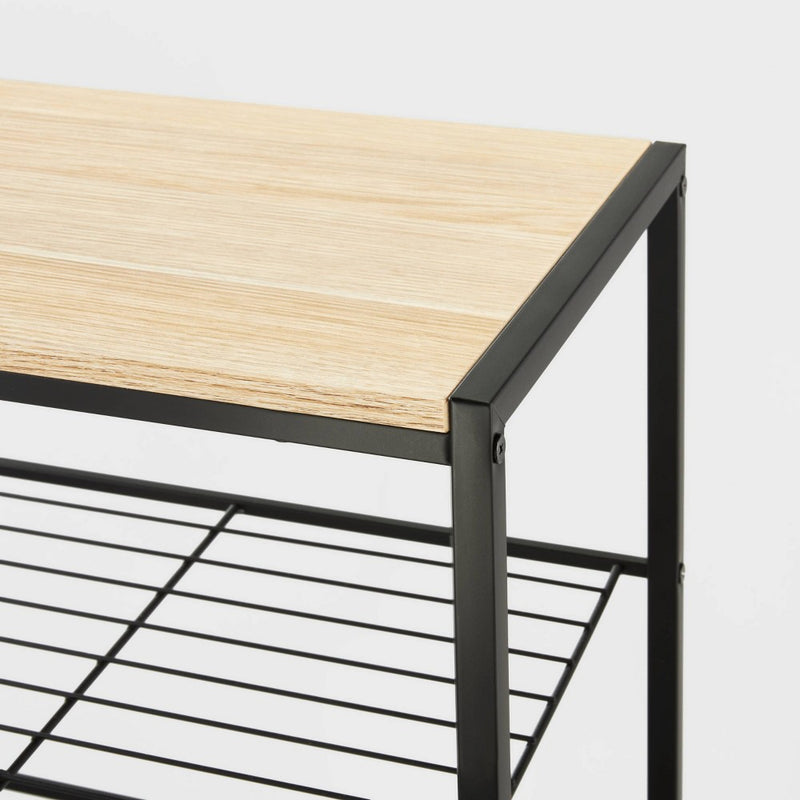 4 Tier Shoe Rack Black Metal with Natural Wood - Brightroom™ (LOCAL PICKUP ONLY)