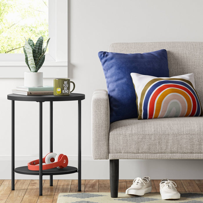 Wood and Metal Round End Table Black - Room Essentials™