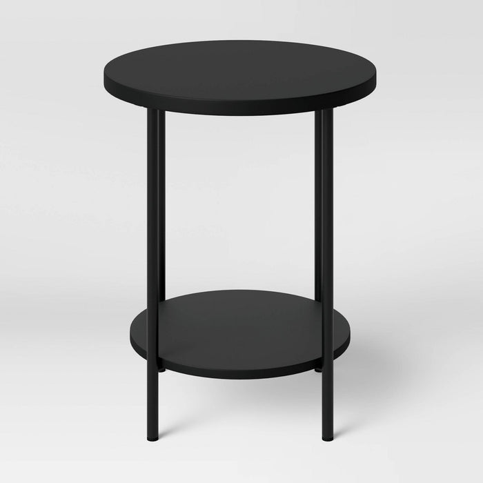 Wood and Metal Round End Table Black - Room Essentials™