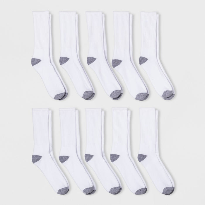 Men's Antimicrobial Resistant Athletic Crew Socks 10pk - Goodfellow & Co White 6-12