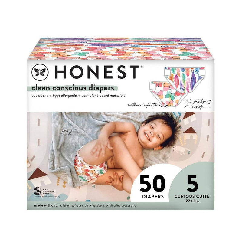 The Honest Company Disposable Diapers Wingin' It & Painted Feathers - Size 5 - 50ct810022917329.