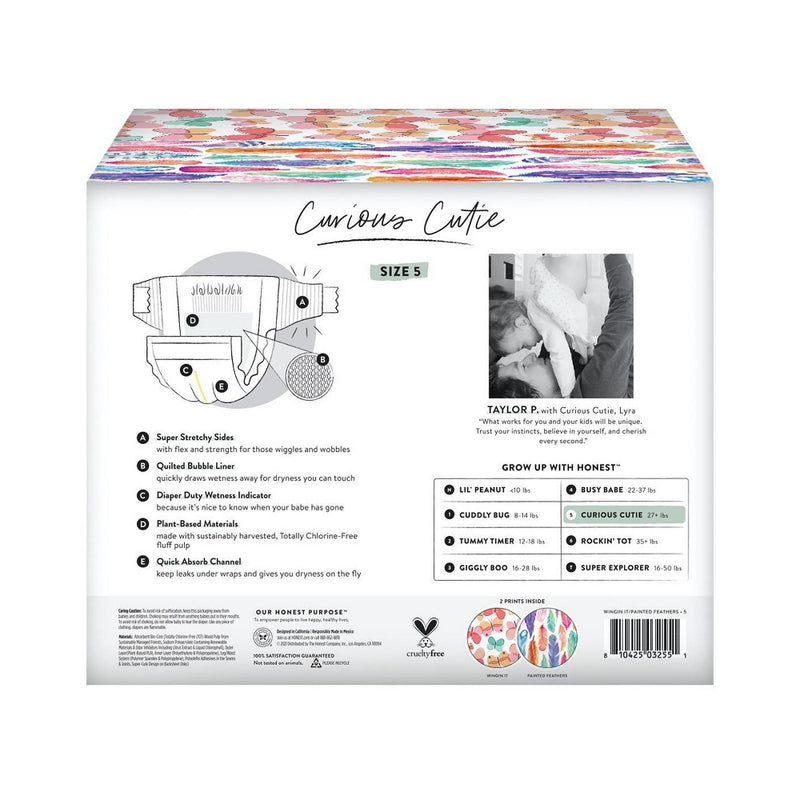 The Honest Company Disposable Diapers Wingin' It & Painted Feathers - Size 5 - 50ct810022917329.
