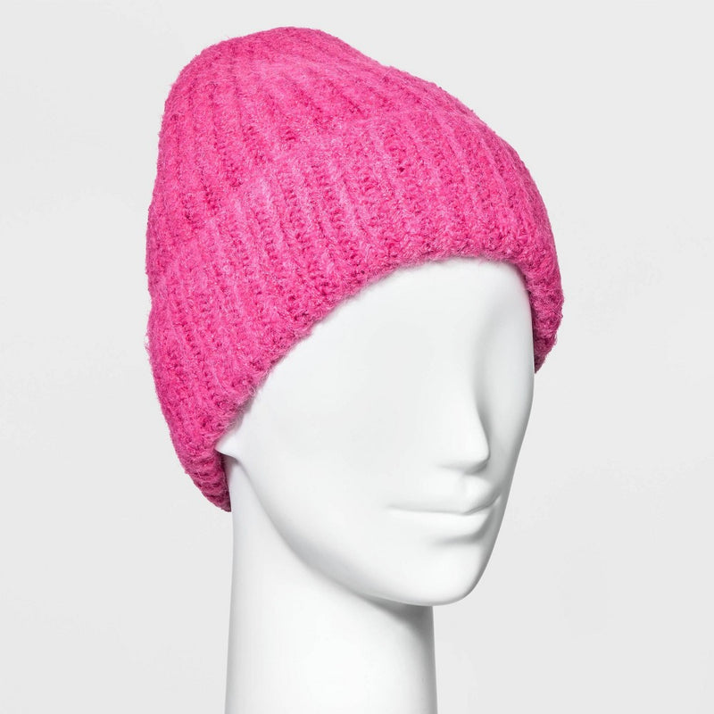 Women's Ribbed Beanie - A New Day™ Pink