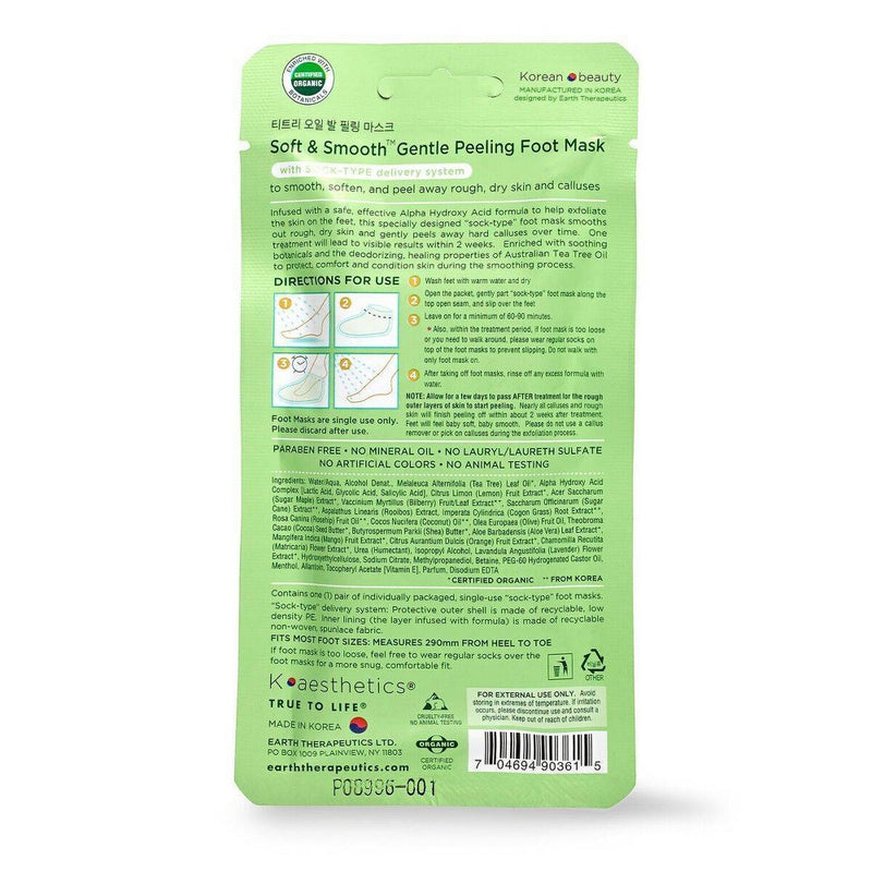 Earth Therapeutics Peeling Exfoliating Foot Mask - 1 Pair