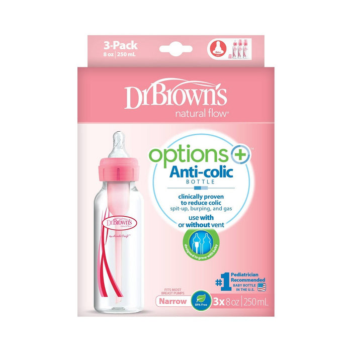 Dr. Brown's Options+ Anti-Colic Baby Bottle - Pink - 8oz/3pk