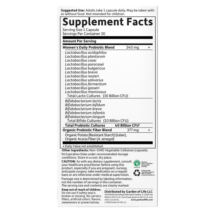 Garden of Life Dr. Formulated Probiotics Women's Daily Care Capsules - 30ct