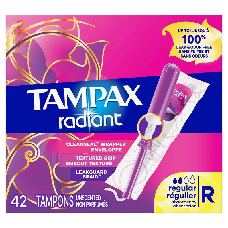 Tampax Radiant Regular Absorbency Tampons - Unscented - 42ct