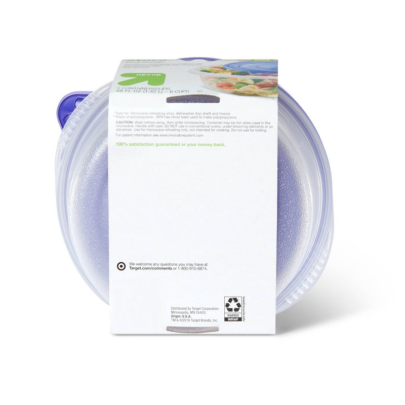 Snap and Store Medium Round Bowl Food Storage Container - 3ct/48 fl oz - up & up™