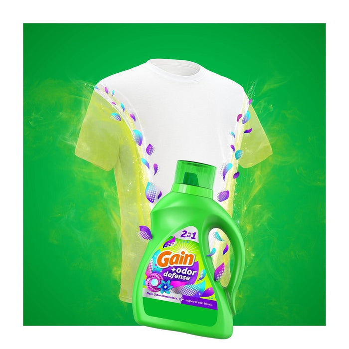 Gain + Odor Defense Super Fresh Blast Scent HE Compatible Liquid Laundry Detergent - 154 fl oz