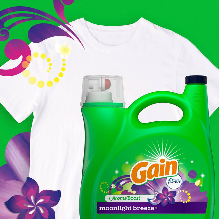 Gain + Aroma Boost Moonlight Breeze Scent HE Compatible Liquid Laundry Detergent - 138 fl oz