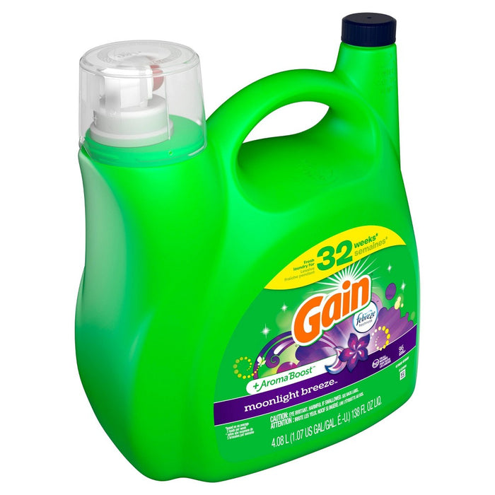 Gain + Aroma Boost Moonlight Breeze Scent HE Compatible Liquid Laundry Detergent - 138 fl oz