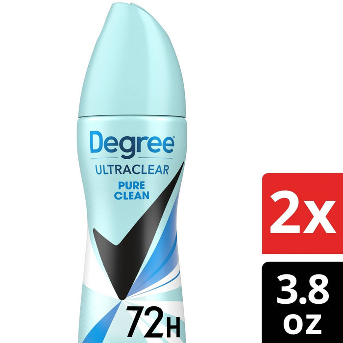 Degree Ultra Clear Black + White Pure Clean Antiperspirant & Deodorant Dry Spray - 3.8oz/2pk