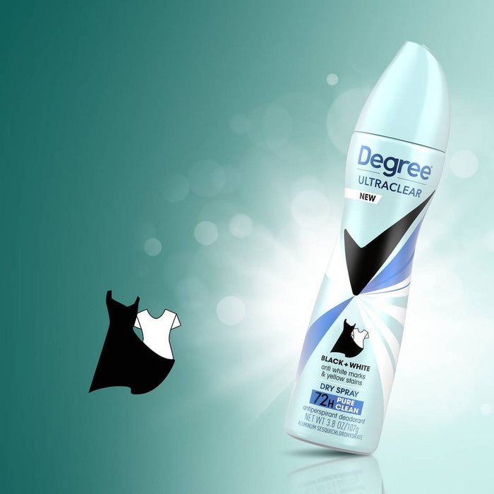 Degree Ultra Clear Black + White Pure Clean Antiperspirant & Deodorant Dry Spray - 3.8oz/2pk