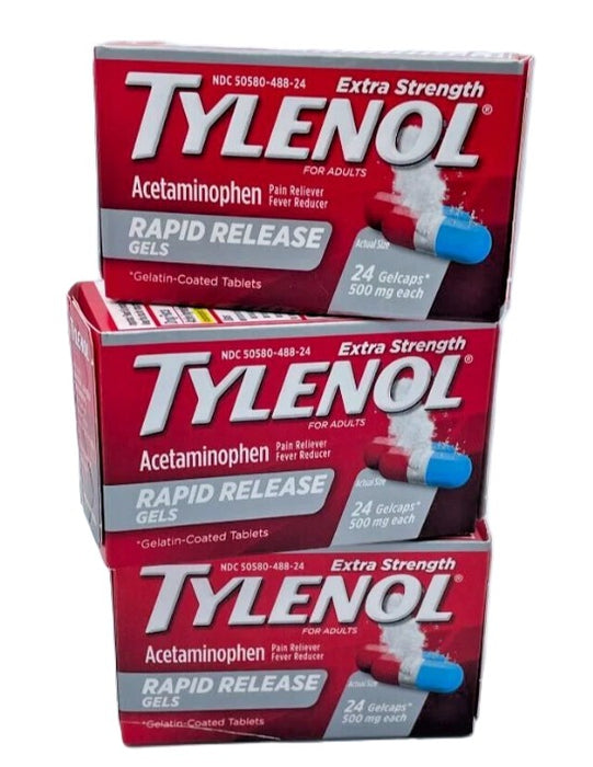 3 PACK!!! Tylenol Extra Strength Rapid Release Gelcaps - 24ct  EXP: 01/2027