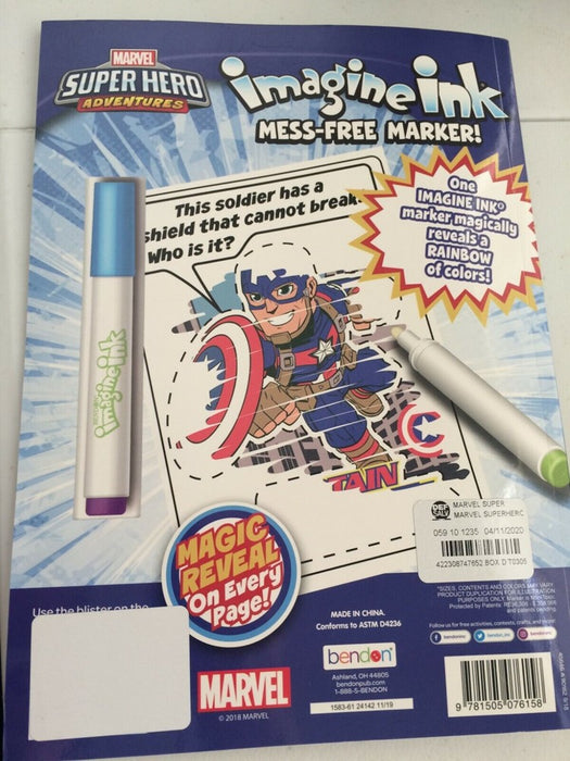 Marvel Super Hero Adventures Imagine Ink w Magic Reveal Games Inside! 16 Pages