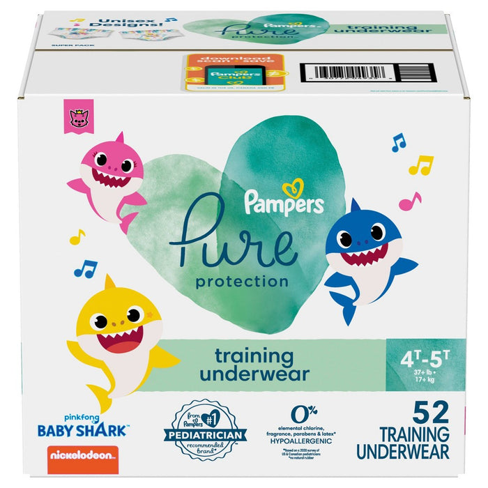 Pampers Pure Protection Training Underwear - Baby Shark - Size 4T-5T - 52ct