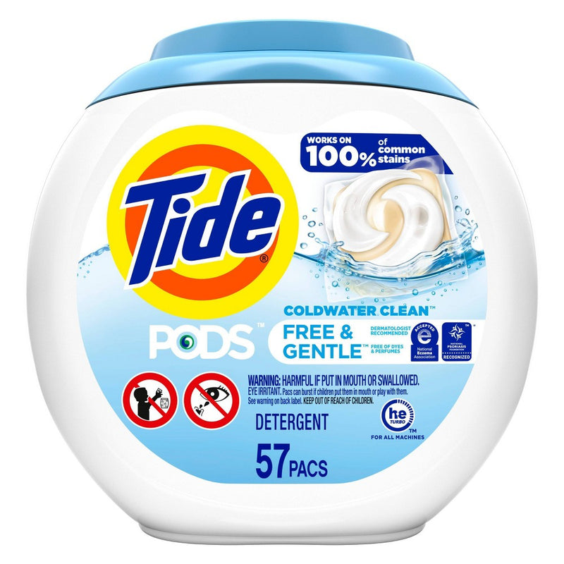 Tide Pods Laundry Detergent Pacs - Free & Gentle - 44oz/57ct