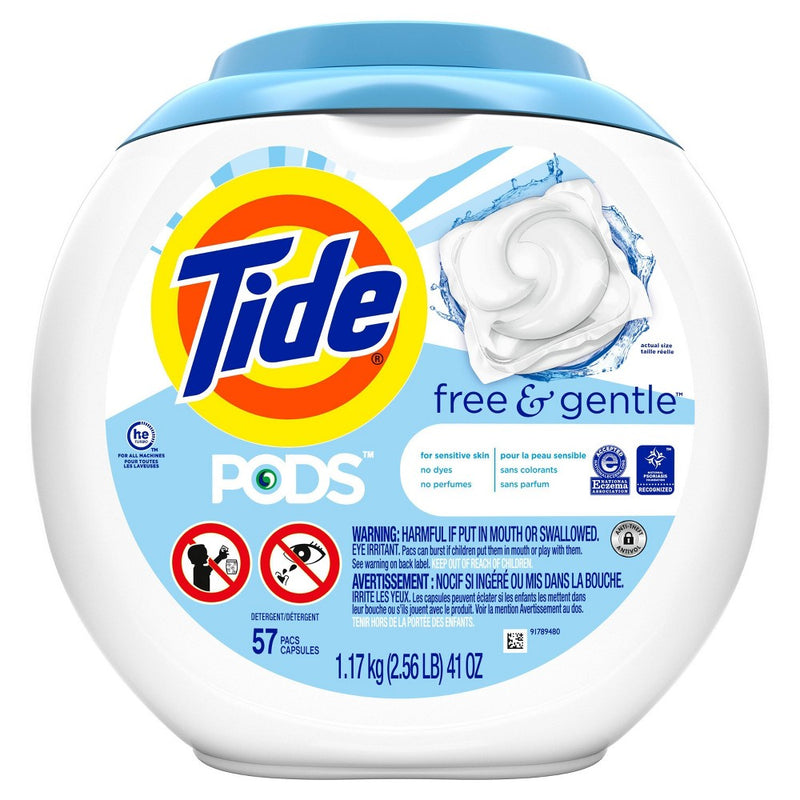 Tide Pods Laundry Detergent Pacs - Free & Gentle - 44oz/57ct