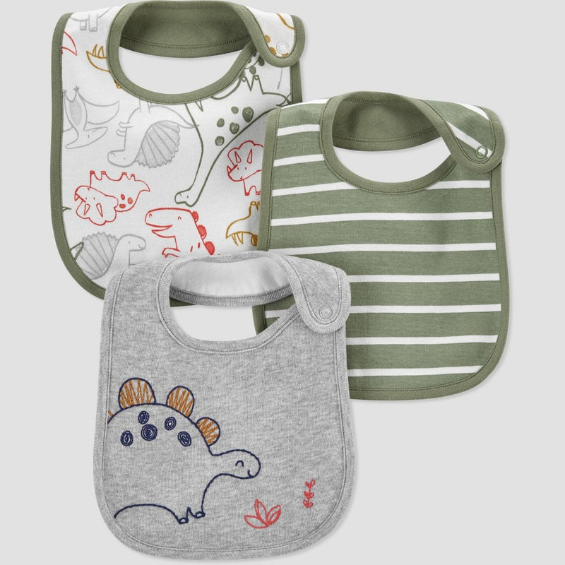 Carter's Just One You® Baby Boys' 3pk Dino Bib - Green/Gray