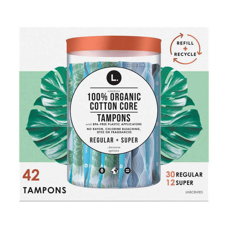L . Organic Cotton Full Size Multipack Refill Tampons - Regular/Super - 42ct