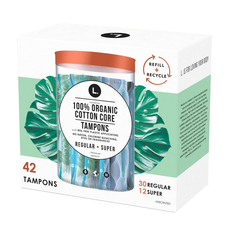 L . Organic Cotton Full Size Multipack Refill Tampons - Regular/Super - 42ct