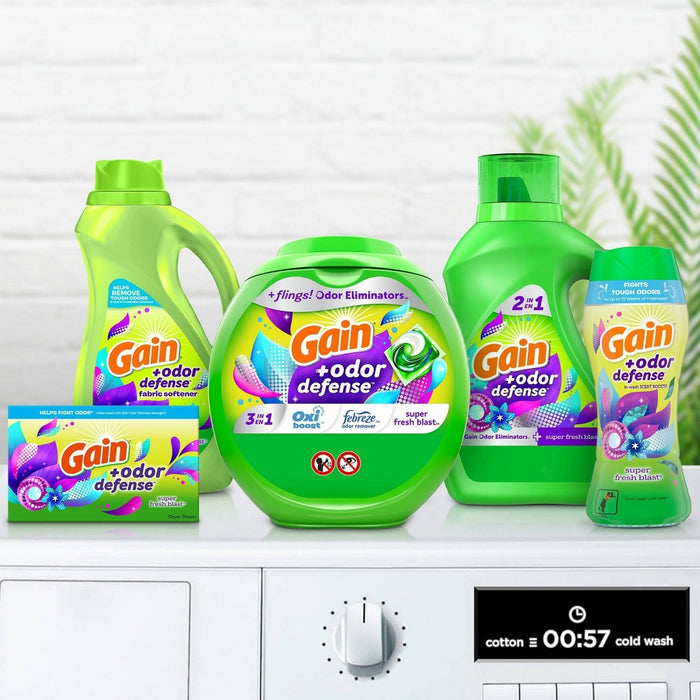 Gain Flings Super Fresh 3-in-1 with Febreze and Oxi Odor Defense Liquid Laundry Detergent Pacs - 31oz/42ct