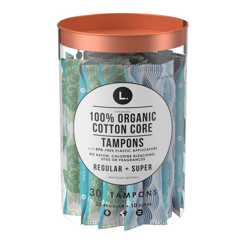 L . Organic Cotton Full Size Multipack Tampons - Regular/Super - 30ct