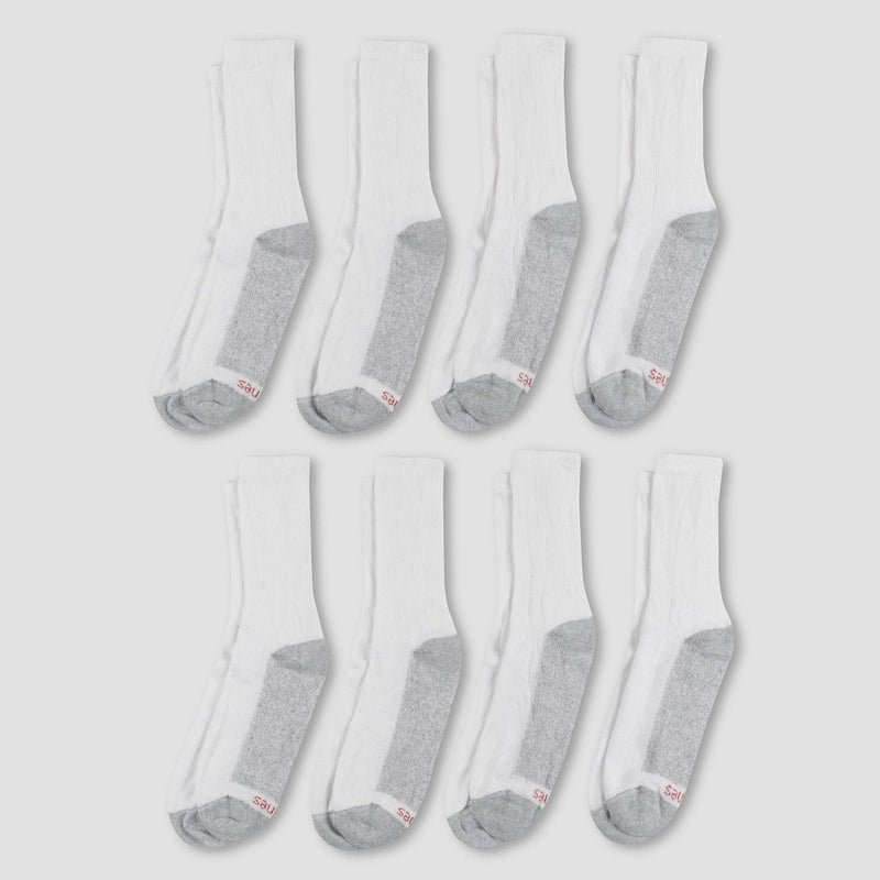 Men's Hanes 8pk Crew Socks With FreshIQTM - White