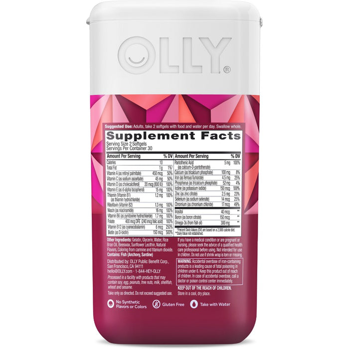 Olly Ultra Strength Women's Multi + Omega-3 Daily Vitamin Softgels - 60ct