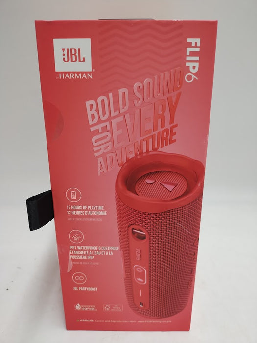 JBL Flip 6 Portable Waterproof Bluetooth Speaker - Red SEE DETAILS