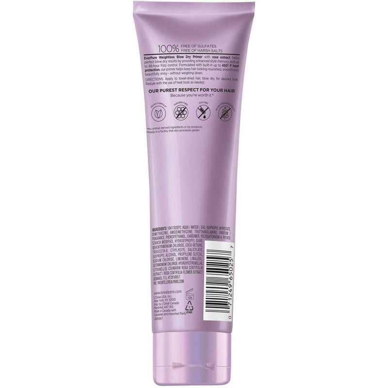 L'Oreal Paris EverPure Sulfate-Free Weightless Blow Dry Primer, Heat Protectant - 5.1 fl oz