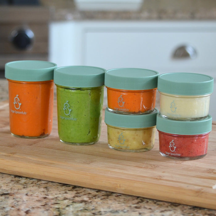 Sage Spoonfuls 6pk Leak Proof Glass Baby Food Containers - Clear - 4 oz/8 oz