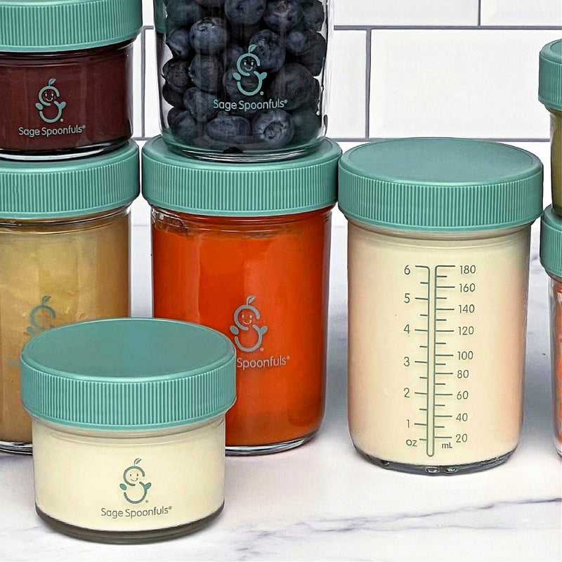 Sage Spoonfuls 6pk Leak Proof Glass Baby Food Containers - Clear - 4 oz/8 oz