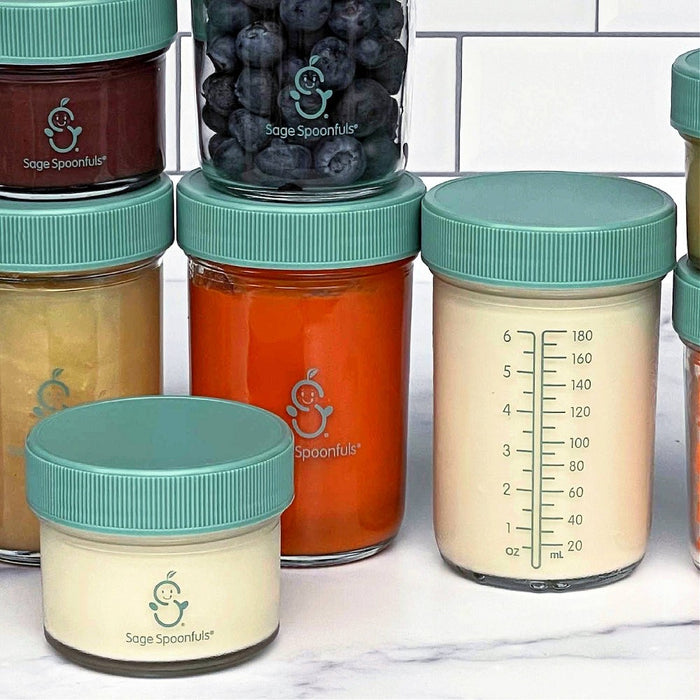 Sage Spoonfuls 6pk Leak Proof Glass Baby Food Containers - Clear - 4 oz/8 oz