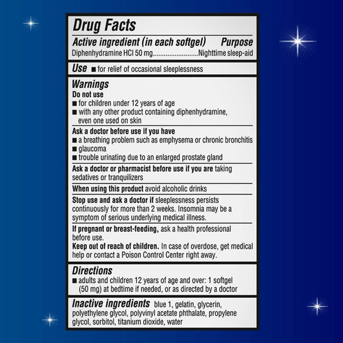 Unisom SleepGels Nighttime SoftGels - Diphenhydramine HCl - 60ct EXP 09/24