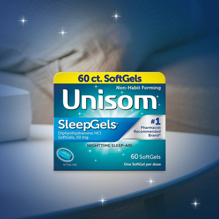 Unisom SleepGels Nighttime SoftGels - Diphenhydramine HCl - 60ct EXP 09/24
