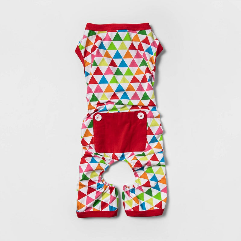 Colorful Triangle Print Dog and Cat Pajamas - S - Wondershop™