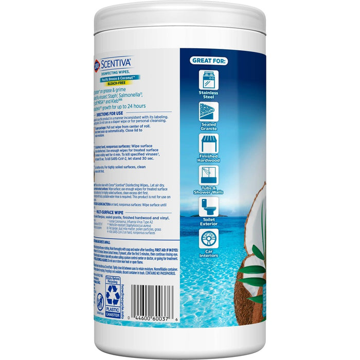 Clorox Scentiva Disinfecting Wipes - Coconut - 75ct