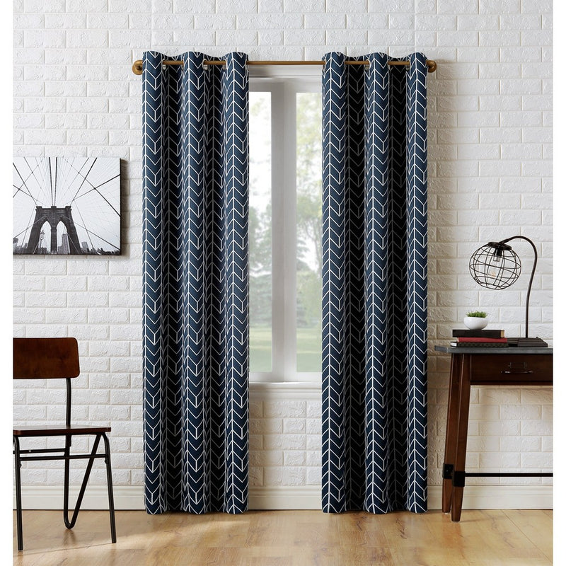 84"x40" Kenwood Chevron Blackout Grommet Top Curtain Panel Navy - Sun Zero