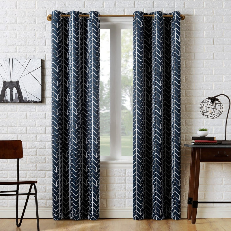 84"x40" Kenwood Chevron Blackout Grommet Top Curtain Panel Navy - Sun Zero