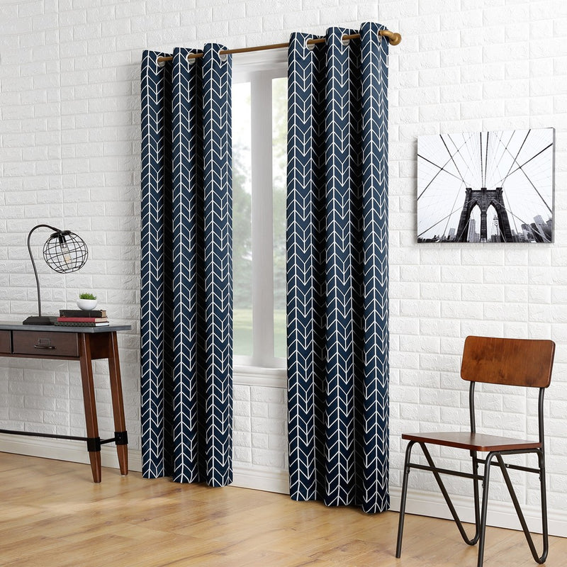 84"x40" Kenwood Chevron Blackout Grommet Top Curtain Panel Navy - Sun Zero