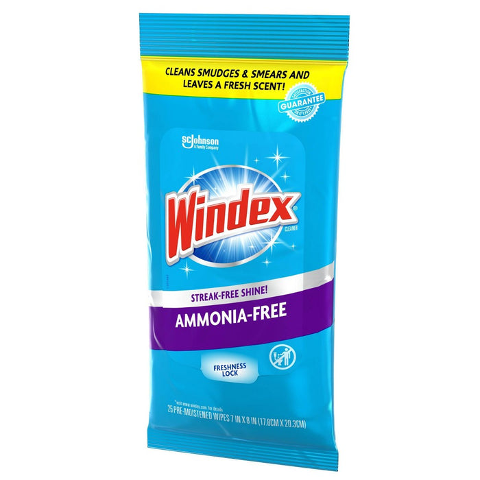Windex Glass and Surface Pre-Moistened Wipes Crystal Rain Fresh Scent - 25ct