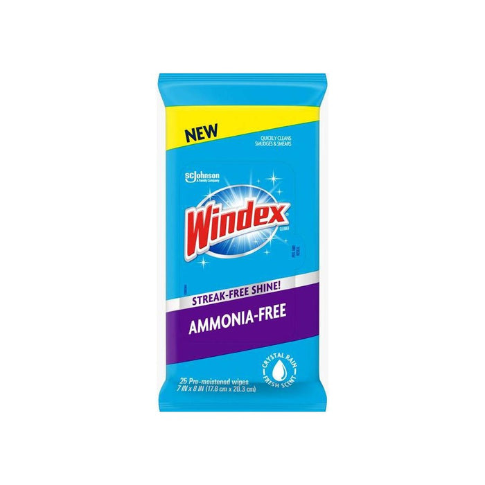 Windex Glass and Surface Pre-Moistened Wipes Crystal Rain Fresh Scent - 25ct